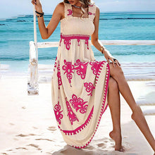 Load image into Gallery viewer, Women's Wide-Strap Printed Maxi Dress – Smocked Bodice & Tassel Waist