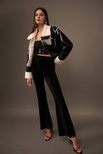 Load image into Gallery viewer, Solid High Waist Fitted Flared Corduroy Pants: BLACK