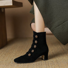 Load image into Gallery viewer, Women’s Retro Suede Chunky-Heel Side-Zip Ankle Boots