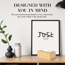 Load image into Gallery viewer, JUSK Design Bamboo Tissue Box Cover – Natural Elegance, Everyday Function