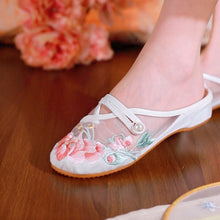 Load image into Gallery viewer, Women's Floral Embroidered Mesh Shoes – Breathable Hollow-Out Retro Flats