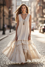 Load image into Gallery viewer, Loose Umbrella Skirt Sleeveless Maxi Dress | Cotton-Linen Style