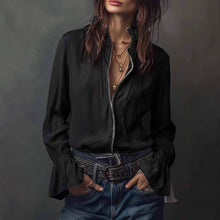 Load image into Gallery viewer, Women's Ruffled Sleeve Resort Shirt – Stretch Casual Long Blouse