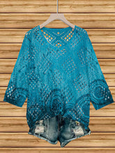 Load image into Gallery viewer, Women's Batwing-Sleeve Sweater – Hollowed-Out 3D Knitted Print Relaxed Fit