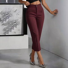 Load image into Gallery viewer, Women's High-Waisted Straight-Leg Pants – Drapey Cropped Fit