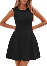 Load image into Gallery viewer, Sleeveless Solid Color Pleated Dress | Flared Midi Casual
