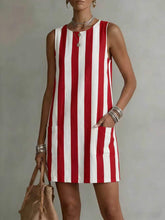 Load image into Gallery viewer, Women's Striped Color-Block Sleeveless Mini Dress – Loose Fit
