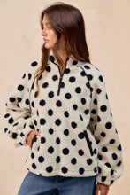 Load image into Gallery viewer, BiBi Polka Dot Sherpa Half Zip Up Top with Side Pocket