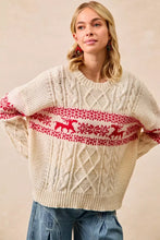 Load image into Gallery viewer, BiBi Christmas Theme Patterned Cable Knit Sweater