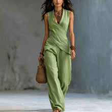 Load image into Gallery viewer, Women's V-Neck Crossover Tank Top & Casual Trousers Two-Piece Set