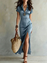 Load image into Gallery viewer, Women's High-Waist Slim-Fit Slit Maxi Dress