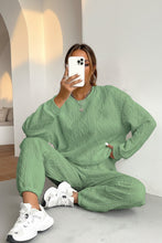Load image into Gallery viewer, Women's Cable-Knit Texture Sweatshirt & Jogger Pants Set