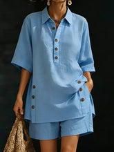 Load image into Gallery viewer, Short-Sleeve Shirt & Loose Pants Two-Piece Set – 4 Colors, S–5XL