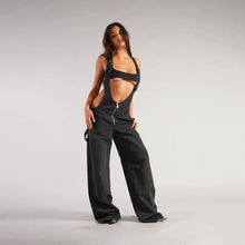 Load image into Gallery viewer, Y2K Denim Overalls - Zipper Suspender Jumpsuit Streetwear