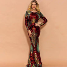 Load image into Gallery viewer, Long Sleeve Backless Sequin Dresses Female Maxi Multi Dress