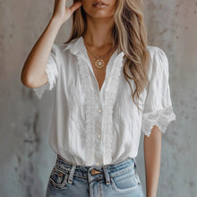 Load image into Gallery viewer, Women’s Lace Puff Sleeve Loose Fit Top