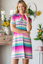 Load image into Gallery viewer, Colorful Full Size Striped Short Sleeve Mini Tee Dress Plus Size Casual Essential Summer Dress