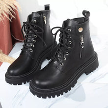 Load image into Gallery viewer, Round Toe Block Heels Boots with Mid-Heel Comfort