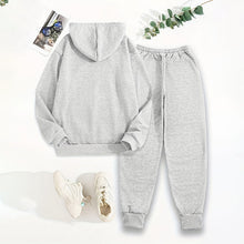 Load image into Gallery viewer, Women's Solid 2-Piece Set Letter Print Hoodie With Pocket