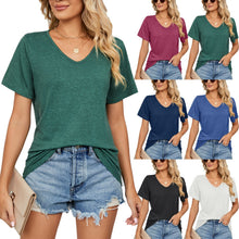 Load image into Gallery viewer, 🌼 Women's V-Neck Pleated Loose-Fit T-Shirt – Effortless Summer Elegance