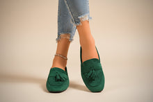 Load image into Gallery viewer, Women's Square Toe Tassel Slip-On Loafers | Suede Flat Casual Shoes