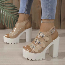 Load image into Gallery viewer, Buckle Platform Block Heels Sandals