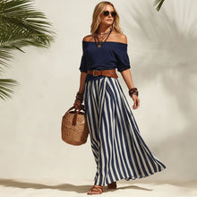 Load image into Gallery viewer, Women's Off-Shoulder Top & Slit Maxi Skirt Set