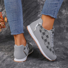 Load image into Gallery viewer, Floral Print Lace-Up Sneakers – Comfortable Canvas Shoes