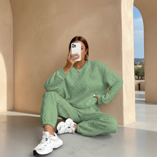 Load image into Gallery viewer, Women's Cable-Knit Texture Sweatshirt & Jogger Pants Set