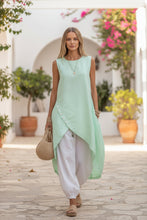 Load image into Gallery viewer, Women's Sleeveless Asymmetric Tunic & Harem Pants Two-Piece Set