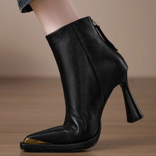 Load image into Gallery viewer, Women’s Pointed-Toe Chunky-Heel Side-Zip Boots