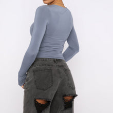 Load image into Gallery viewer, Slim Fit Long Sleeve Shirt | Women's Casual Crop Tops