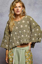 Load image into Gallery viewer, POL Contrast Crochet Cropped Knit Top