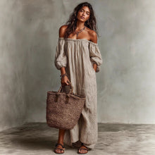 Load image into Gallery viewer, Women's Off-Shoulder Long-Sleeve Maxi Dress