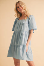 Load image into Gallery viewer, New Summer Square Neck Half Sleeve Tiered Dress For Women, Flattering, Chic, Comfortable and Versatile for Any Occasion
