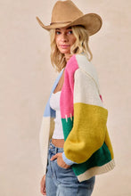 Load image into Gallery viewer, BiBi Color Block Open Front Sweater Cardigan