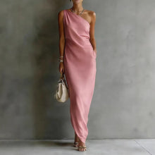 Load image into Gallery viewer, Women's Satin Off-Shoulder Slim-Fit Maxi Dress