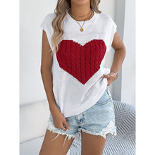 Load image into Gallery viewer, Women’s Heart Color Block Knit Top – Casual Sleeveless Valentine Tank