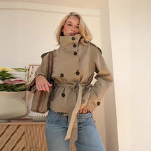 Load image into Gallery viewer, Women’s Lace-Up Waist Trench Coat