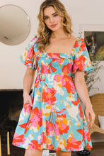 Load image into Gallery viewer, Printed New Summer Lady Smocked Puff Sleeve Mini Dress - Chic & Playful Dress For Girls with Ruffled Details and Feminine Fit
