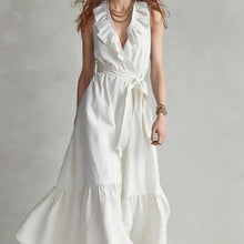 Load image into Gallery viewer, Women's V-Neck Sleeveless Lace-Up Panelled Maxi Dress – Wide Flare