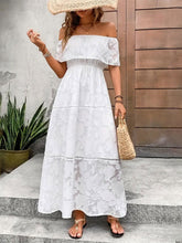 Load image into Gallery viewer, White Stylish Off-Shoulder Maxi Dress Elegant Short Sleeve Summer Dress