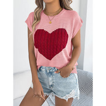 Load image into Gallery viewer, Women’s Heart Color Block Knit Top – Casual Sleeveless Valentine Tank