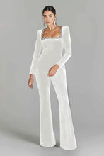 Load image into Gallery viewer, Women’s Diamond-Encrusted Square-Collar Flared Jumpsuit