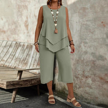 Load image into Gallery viewer, Casual Solid-Colored Sleeveless Top And Cropped Pants Two-Piece Set