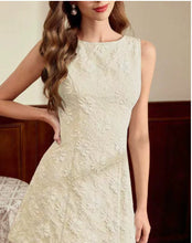 Load image into Gallery viewer, Women's Jacquard Sleeveless Midi Dress – Slim Fit French Minimalist Style