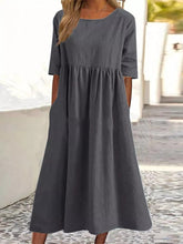 Load image into Gallery viewer, Plus Size Midi Dress | Round Neck Pocket Dress