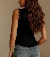 Load image into Gallery viewer, Lace Trim Button-Down Crop Tank Vest Women