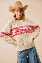 Load image into Gallery viewer, BiBi Christmas Theme Patterned Cable Knit Sweater