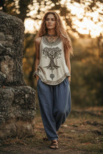 Load image into Gallery viewer, Women's Digital Print Pleated Crew-Neck Tank Top – Plus Size